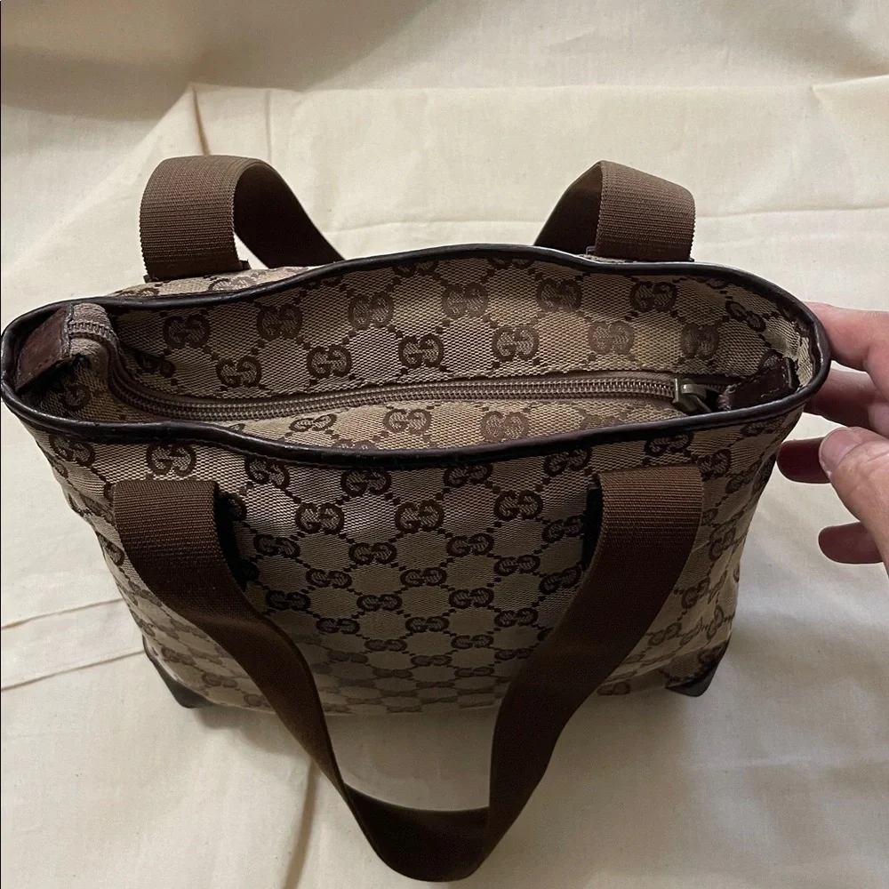 Gucci Vintage Authentic GG Monogram Canvas Over Shoulder/Hand Tote Bag. P